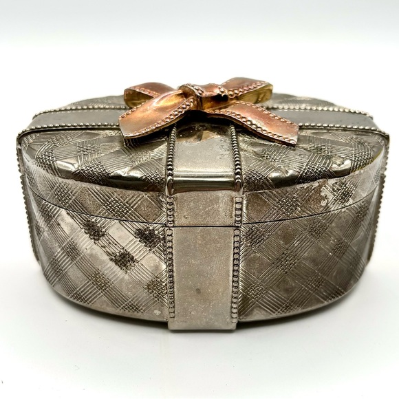 Vintage Godinger Oval Metal Gift / Trinket / Jewelry Box With Removable Lid - Picture 1 of 9